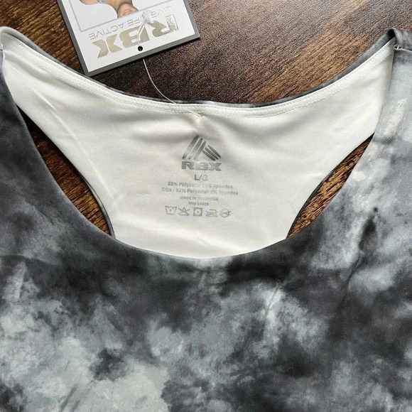 RBX womens crop exercise top. Ice Flowers. Size: L - Picture 7 of 11